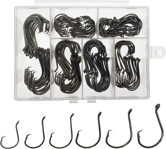 Fishing Hooks Saltwater, 160PCS Circle Hooks Saltwater, Fish Hooks for Fishing Gear Tackle, Catfish Octopus Hook #1 1/0 2/0 3/0
