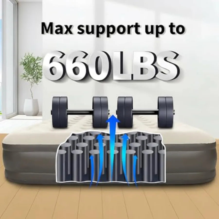 Air Mattress Queen Size Inflatable Camping Air Bed Inflating Mattress Blow Up Bed 80L*60W*6H Airbed Mattress Portable Inflatabl