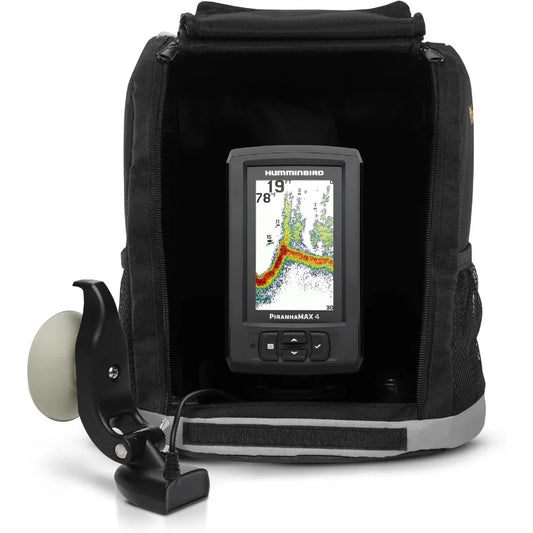 Humminbird PiranhaMAX 4 Fish Finder with Transducer, Dual Beam Sonar, Portable Carrying Case