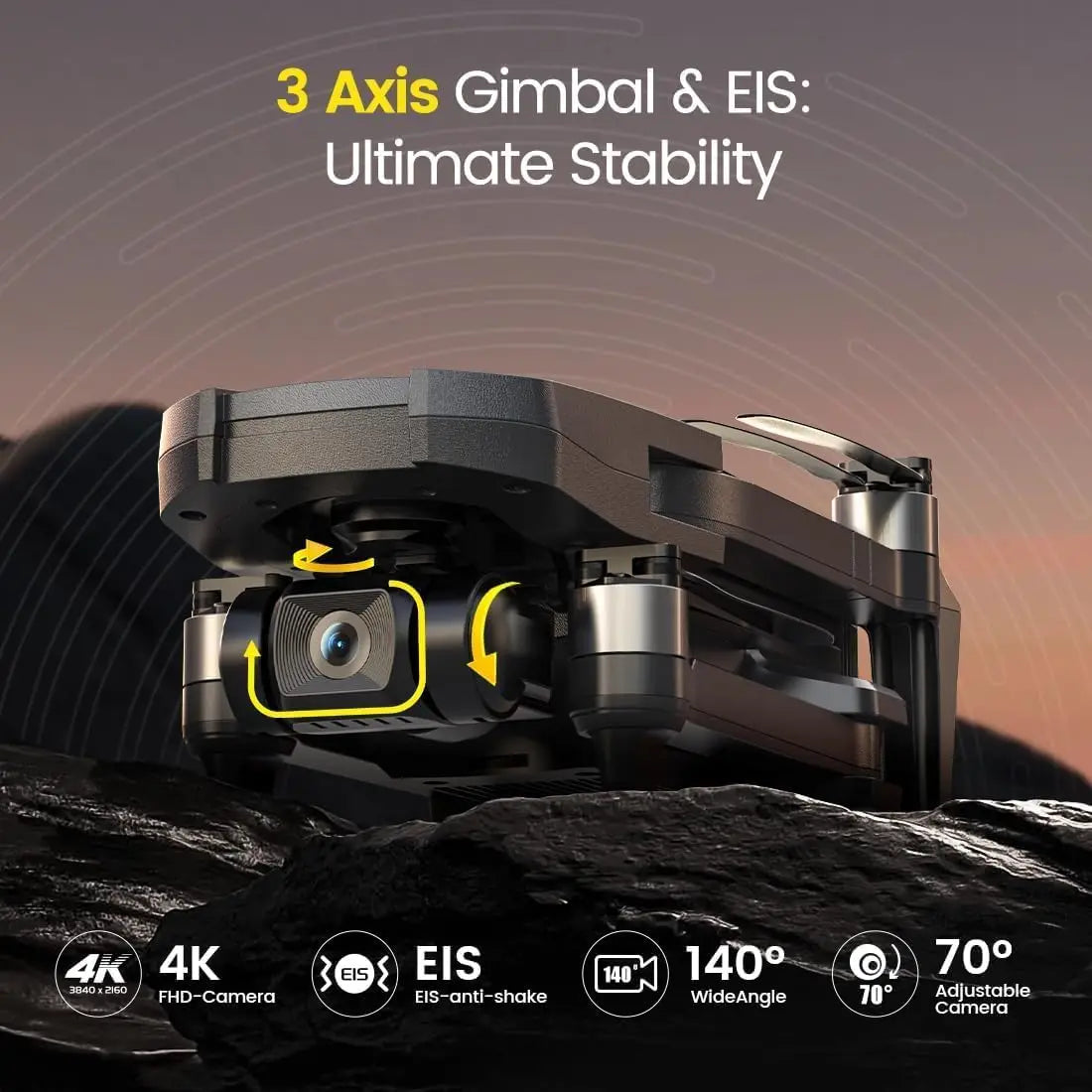 4K GPS Drone with 3-Axis Gimbal, Foldable Quadcopter for Adults, 10000ft Range, Follow Me & Auto Return