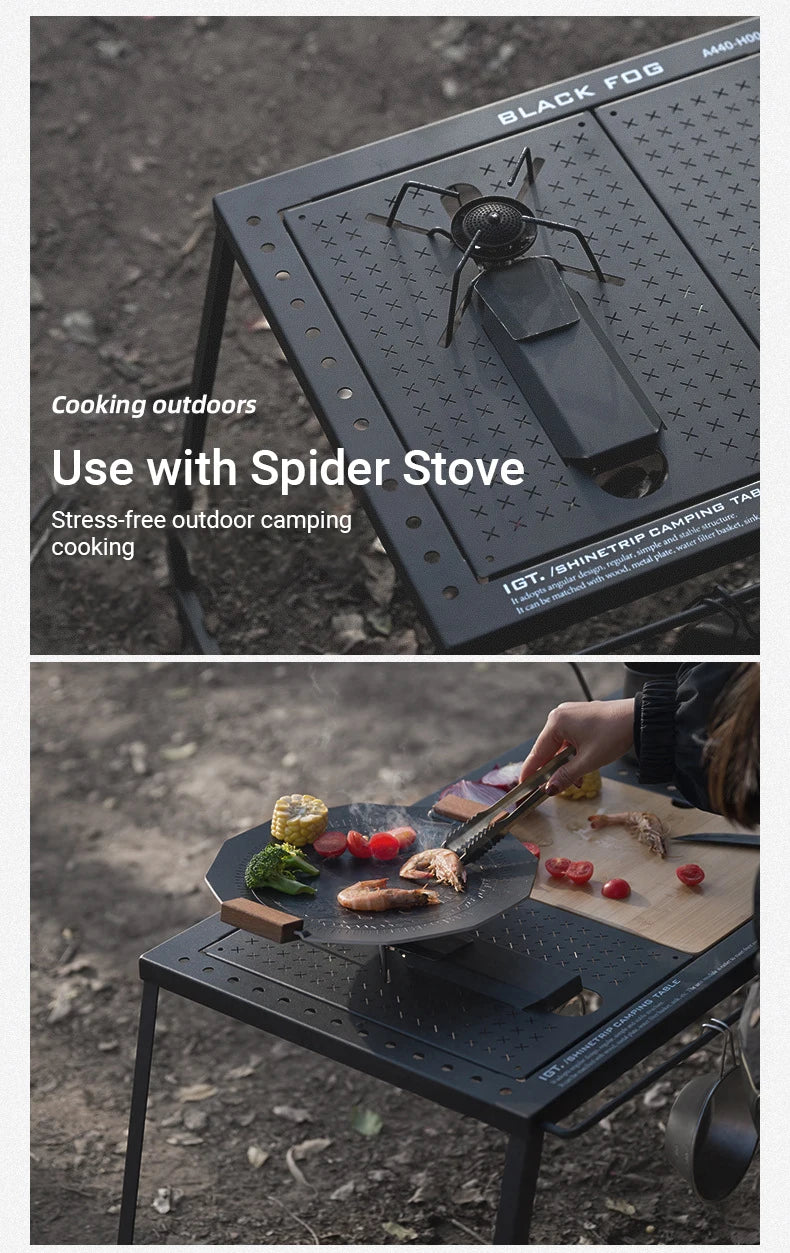 DIVEDEER Camping Picnic Table IGT Portable Outdoor Multi-Functional Detachable Folding Table Set with Grill Accessories