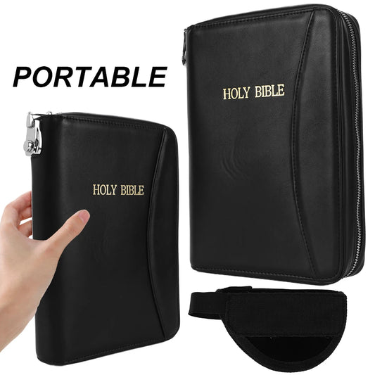 Lockable Soft Pistols Case Concealed Carry Holster Holy Bible Leather Gun Bags for Glocks&Small Handguns Storage