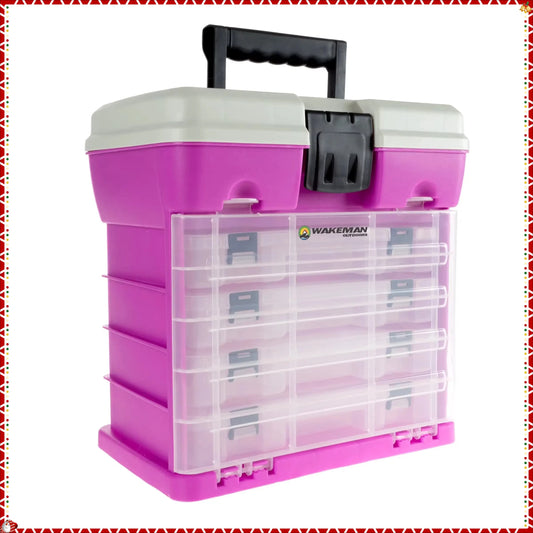 5-Level Fishing Tackle Box with 4 Trays 19 Compartments, for Outdoor Camping & Multi-Purpose Storage, Durable Design