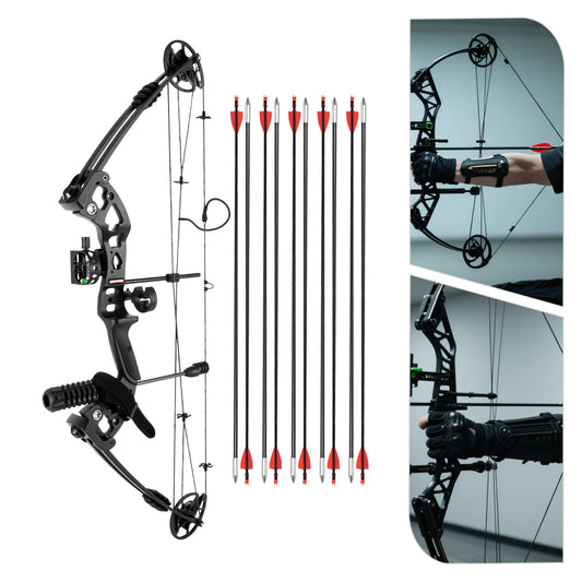 Hunting Bow Archery Arrows Set Right Hand Compound Bow Arrow Set, Draw Length 24"-29.5", Draw Weight 30-55 lbs,310 fps