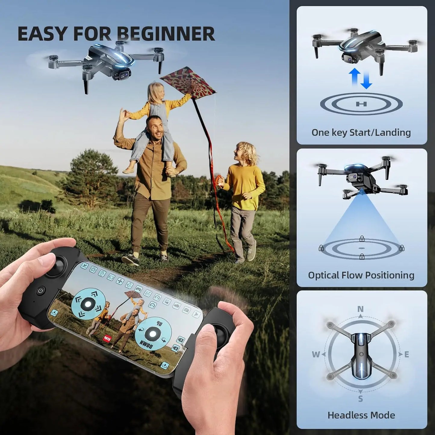 1080P HD Camera Foldable Mini Drone with FPV, Altitude Hold, 3D Flip, Easy to Fly for Beginners and Kids