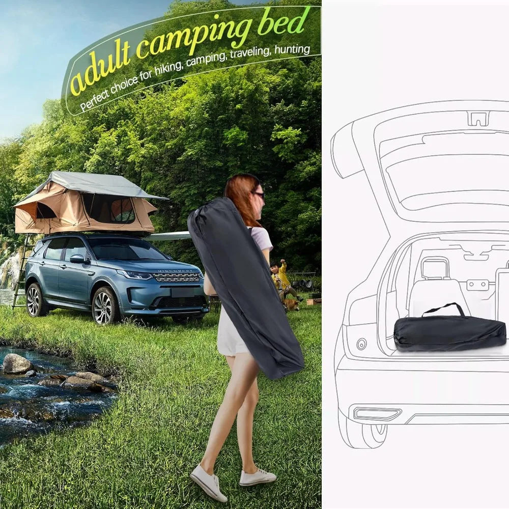Heavy Duty Folding Camping Cot 600 Lbs Capacity Portable Bed for Adults with Carry Bag, Grey