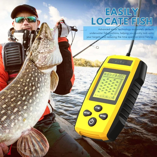Portable Sonar Alarm Fish Finder with Sonar Transducer and LCD Display, for Kayak Fishing Boat Fishing Ice Fishing