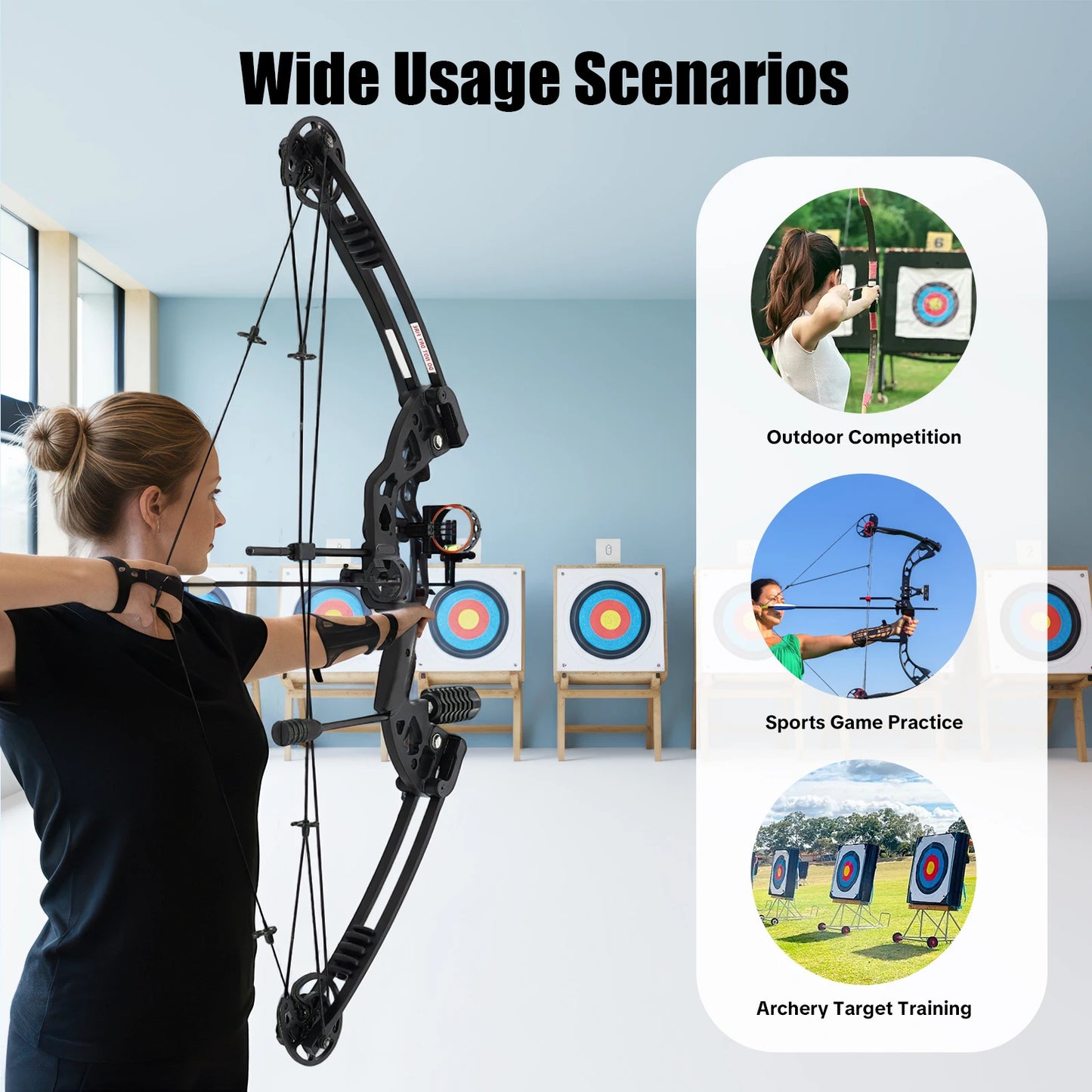 30-55 lbs Compound Bow Adjustable Draw Weight and Length with 3-Pin Sight 12 Arrows Complete Arch Set for Adults Right Hand