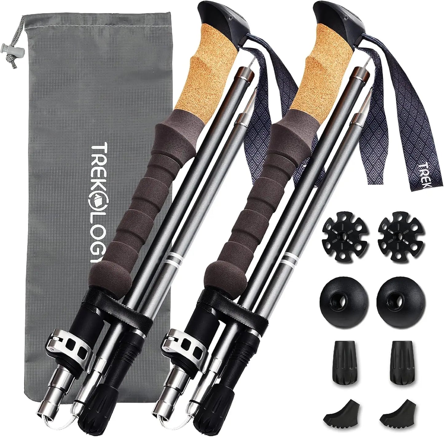 Lightweight Folding Hiking Poles, Adjustable Height, Compact Travel Design, Aircraft-Grade Aluminum Walking Sticks