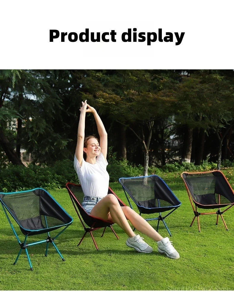 Portable outdoor folding chair, ultra-light camping chair, beach leisure lounge chair, outdoor fishing chair, hiking beach tools