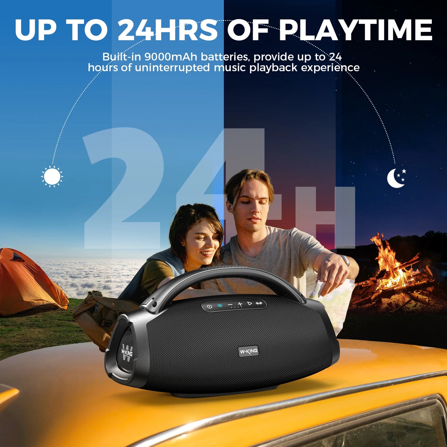 W-KING 200W RMS Portable Bluetooth Speakers, Massive Bass Party Boombox IPX7 Waterproof Speaker Large, Loud Outdoor Speaker