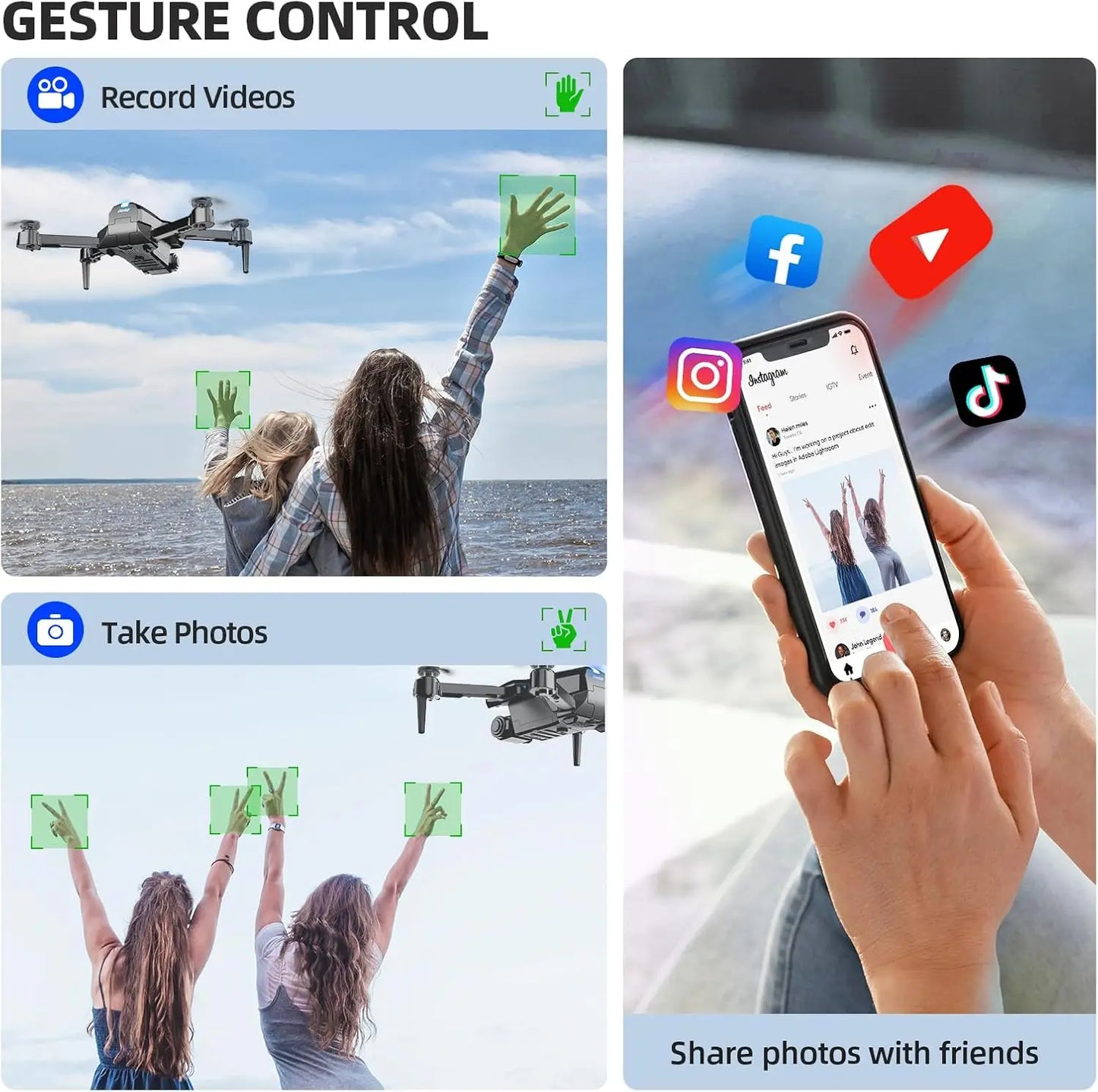 1080P HD Camera Foldable Mini Drone with FPV, Altitude Hold, 3D Flip, Easy to Fly for Beginners and Kids