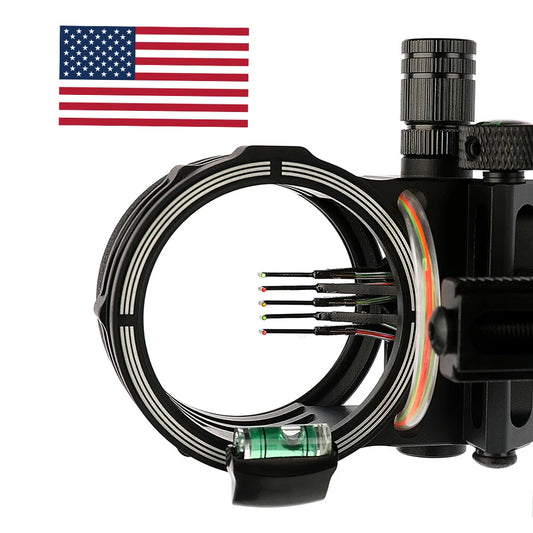 CNC Aluminum Alloy Compound Bow Sight Five Pin Archery Sight 0.019“ Optical Fiber Left Right Hand Hunting Bow Accessories