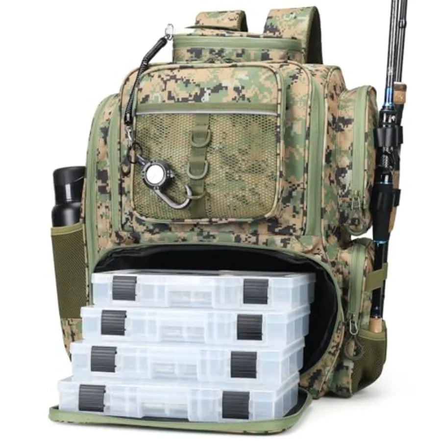 Fishing Backpack, Ttackle Bag, with Tackle Boxes. Large Fishing Bag Strong Materials