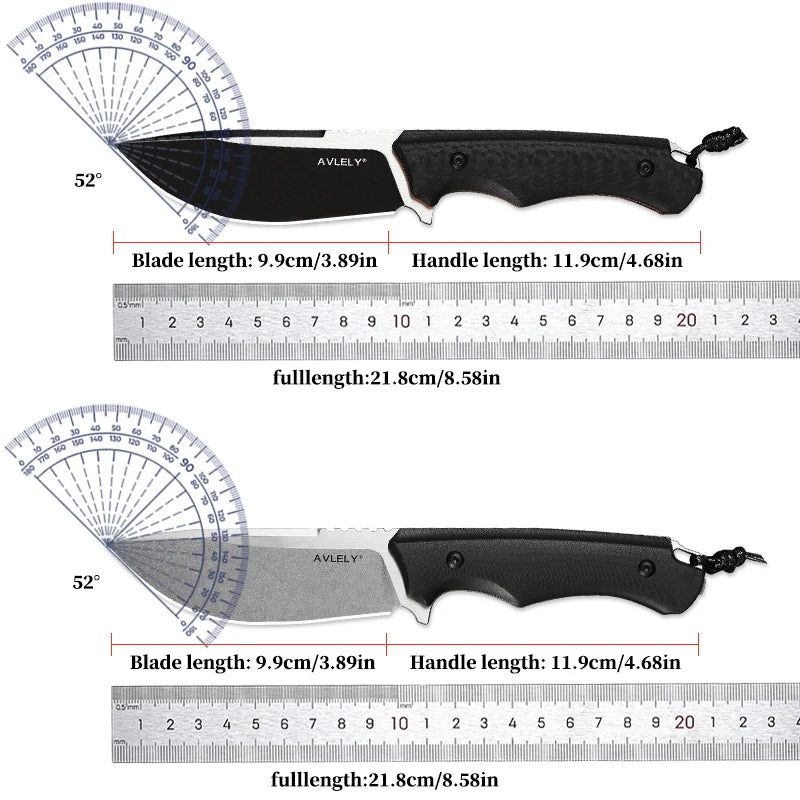 DC53 steel fixed blade straight knife, G10 handle with K sheath, outdoor camping hunting self-defence knife, camping EDC tool