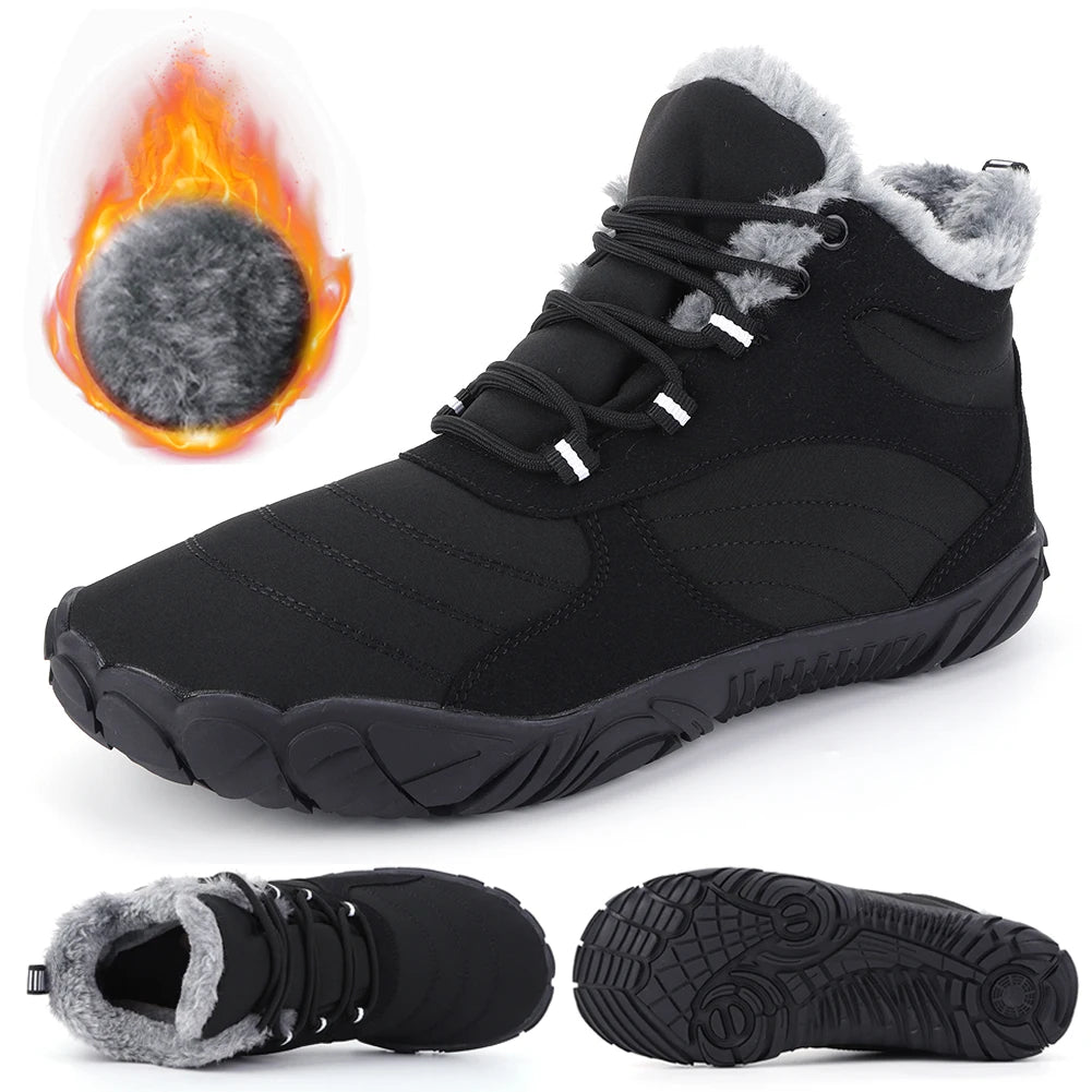Warm Hike Shoes Non-Slip Waterproof Warm Fur Lined for Women Men (Black 39)