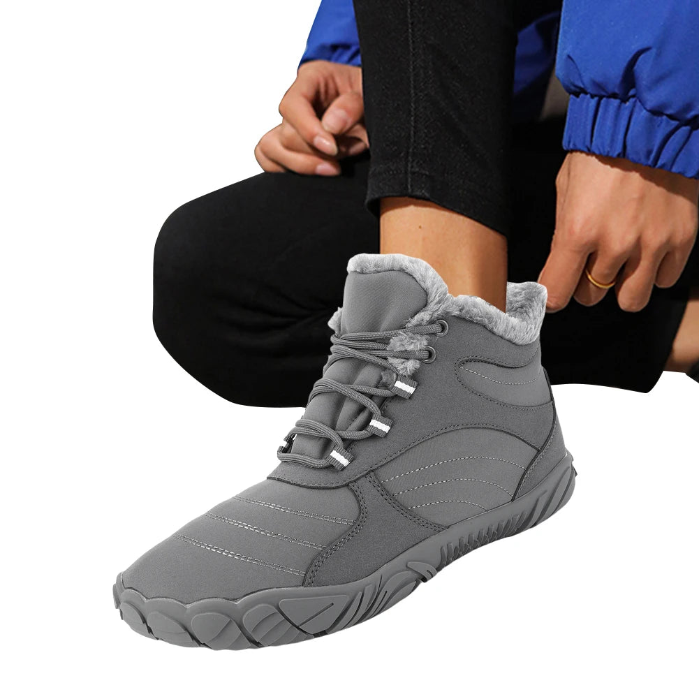 Warm Hike Shoes Non-Slip Waterproof Warm Fur Lined for Women Men (Grey 41)