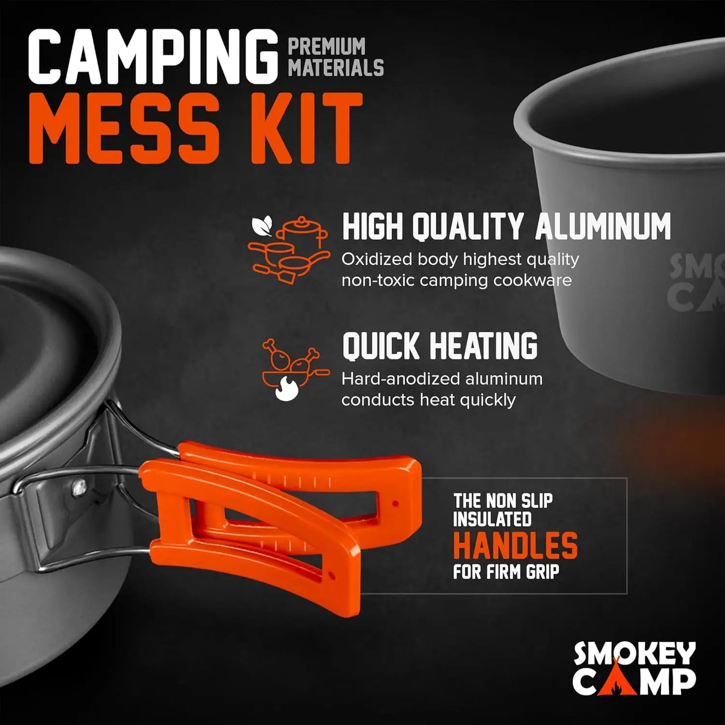 Camping Cookware MKit Set with Stove - Backpacking Camping Pots and Pans Set, All in One Non-Stick