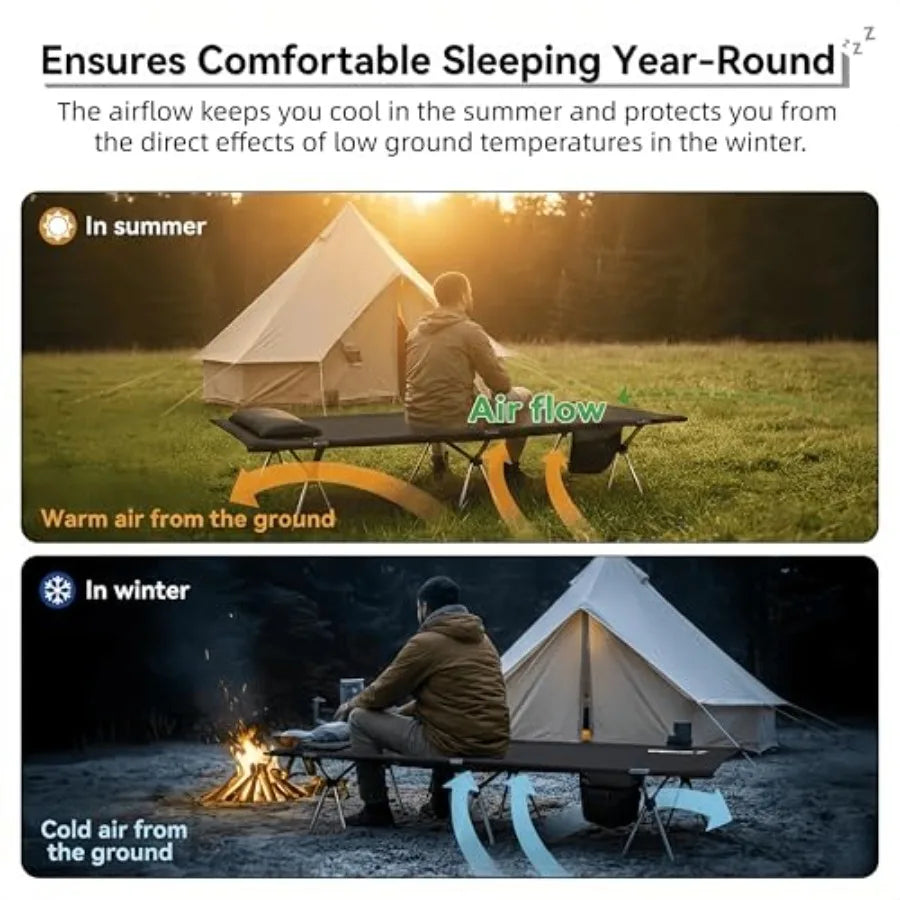 Camping Cot for Adults Height Adjustable Sleeping Cot Supports 300 lbs Lightweight Compact Foldable for Backpacking Hiking Trav