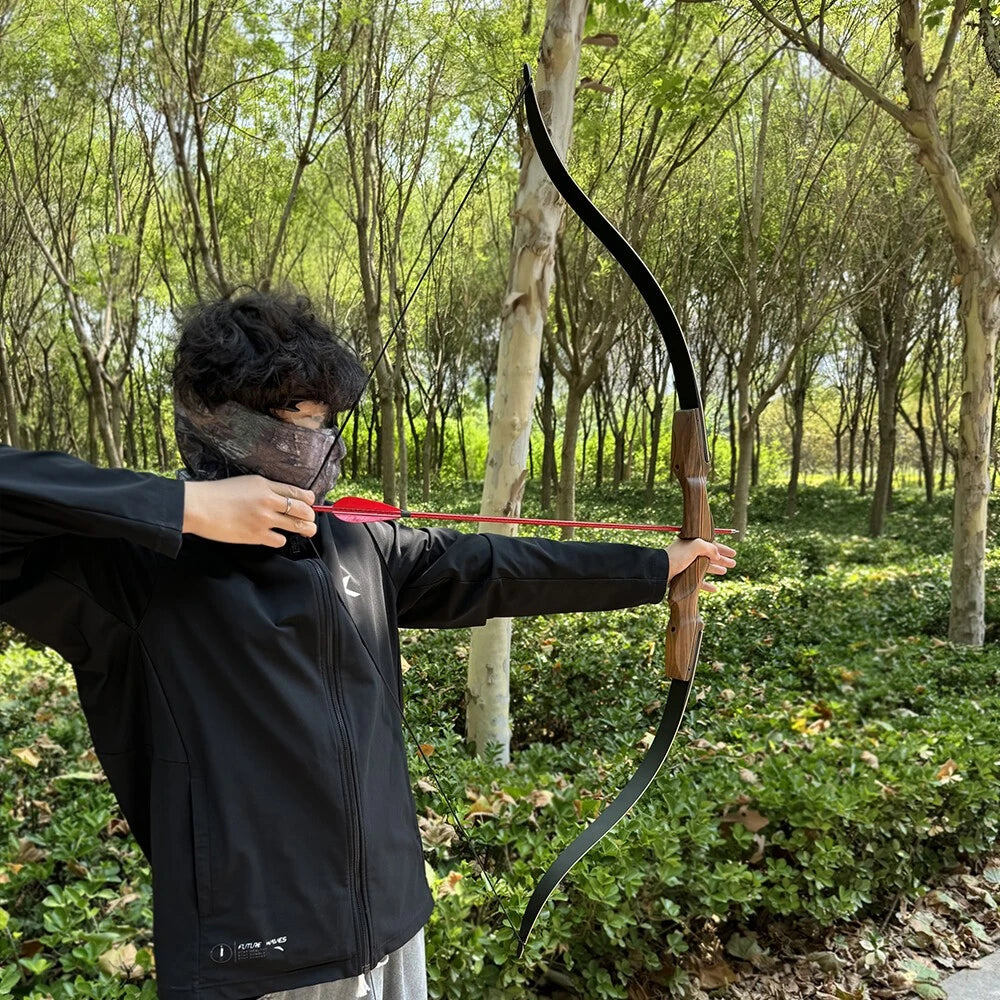 Archery Recurve Split Bow ILF 60 Inch 30-60lbs Right Hand Detachable Wood Riser for Archery Outdoor Hunting Shooting Sports