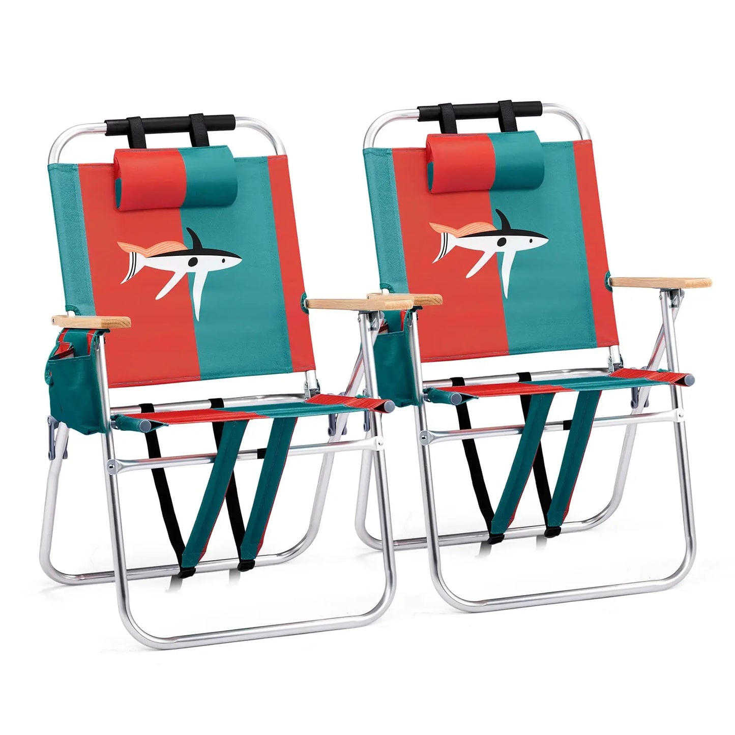 Lightweught 17" Backpack Beach Chair, Tall Beach Chairs for Adults, Portable with Adjustable Straps, 3-Position Customized