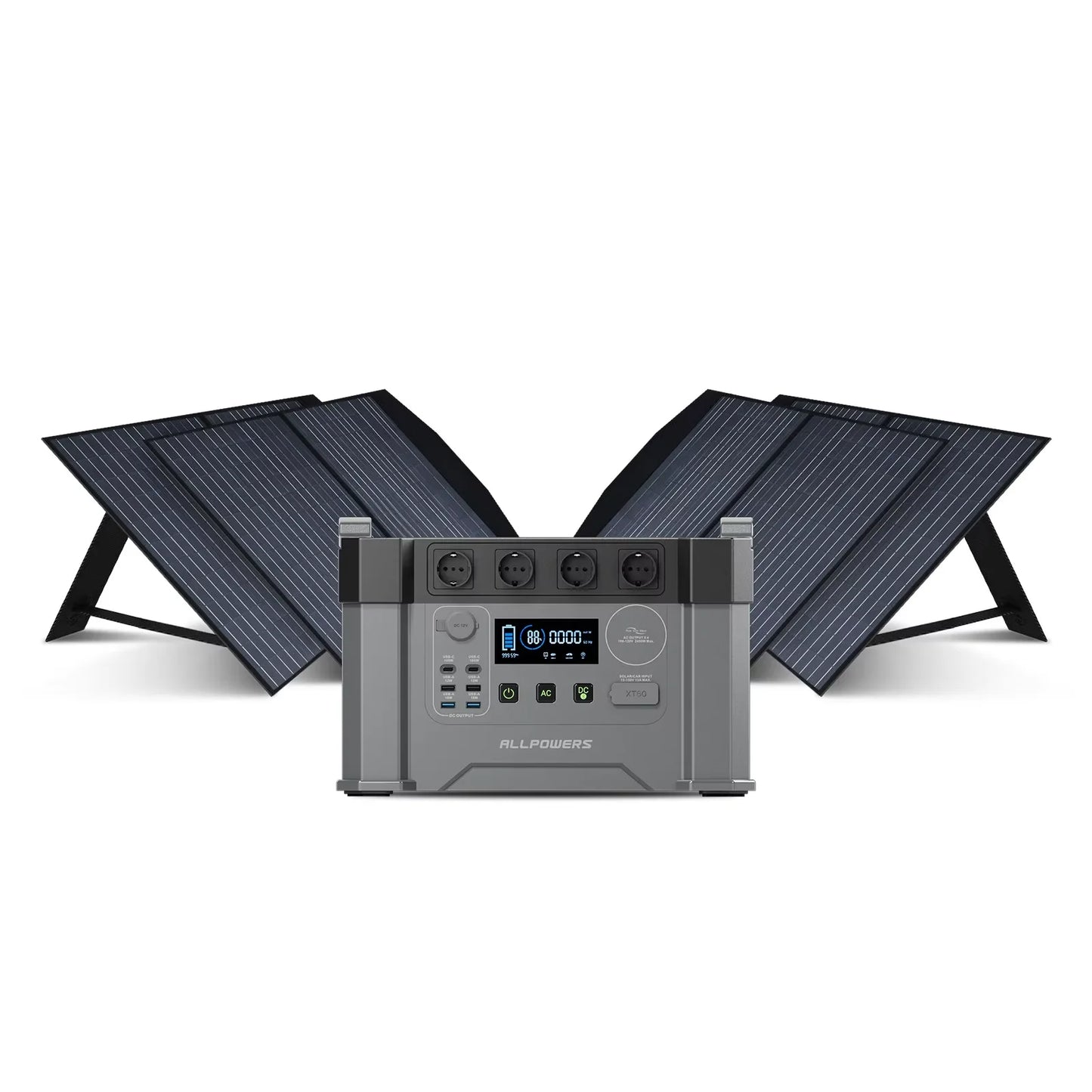 ALLPOWERS S2000 Pro Solar Generator 1451Wh 2400W Portable Power Station & 140W / 200W / 400W Foldable Solar Panel for Camping RV