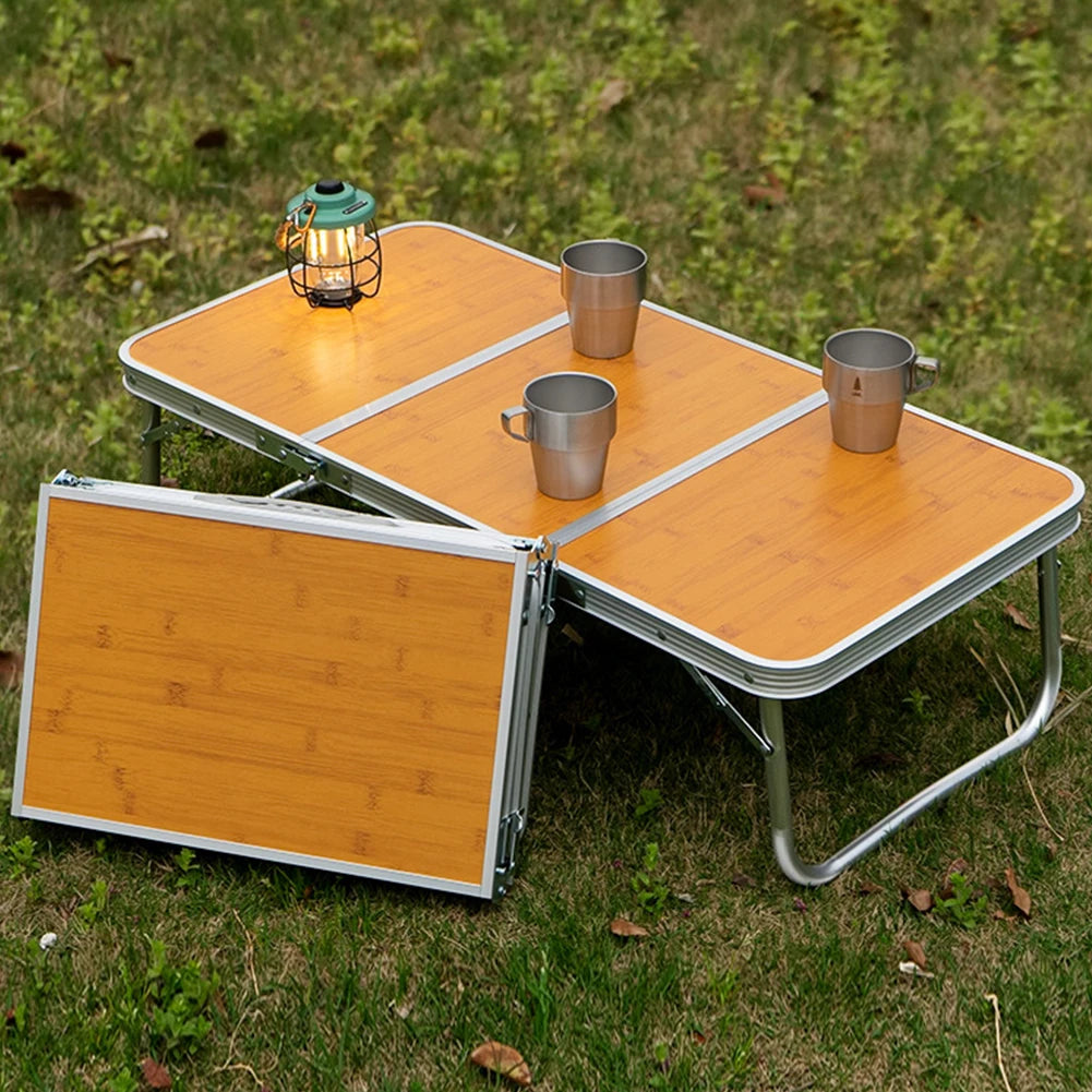 Folding Camping Table 3 Fold with Aluminum Legs Lightweight Camp Tables Foldable Beach Table for Home Picnic BBQ Garden Cooking