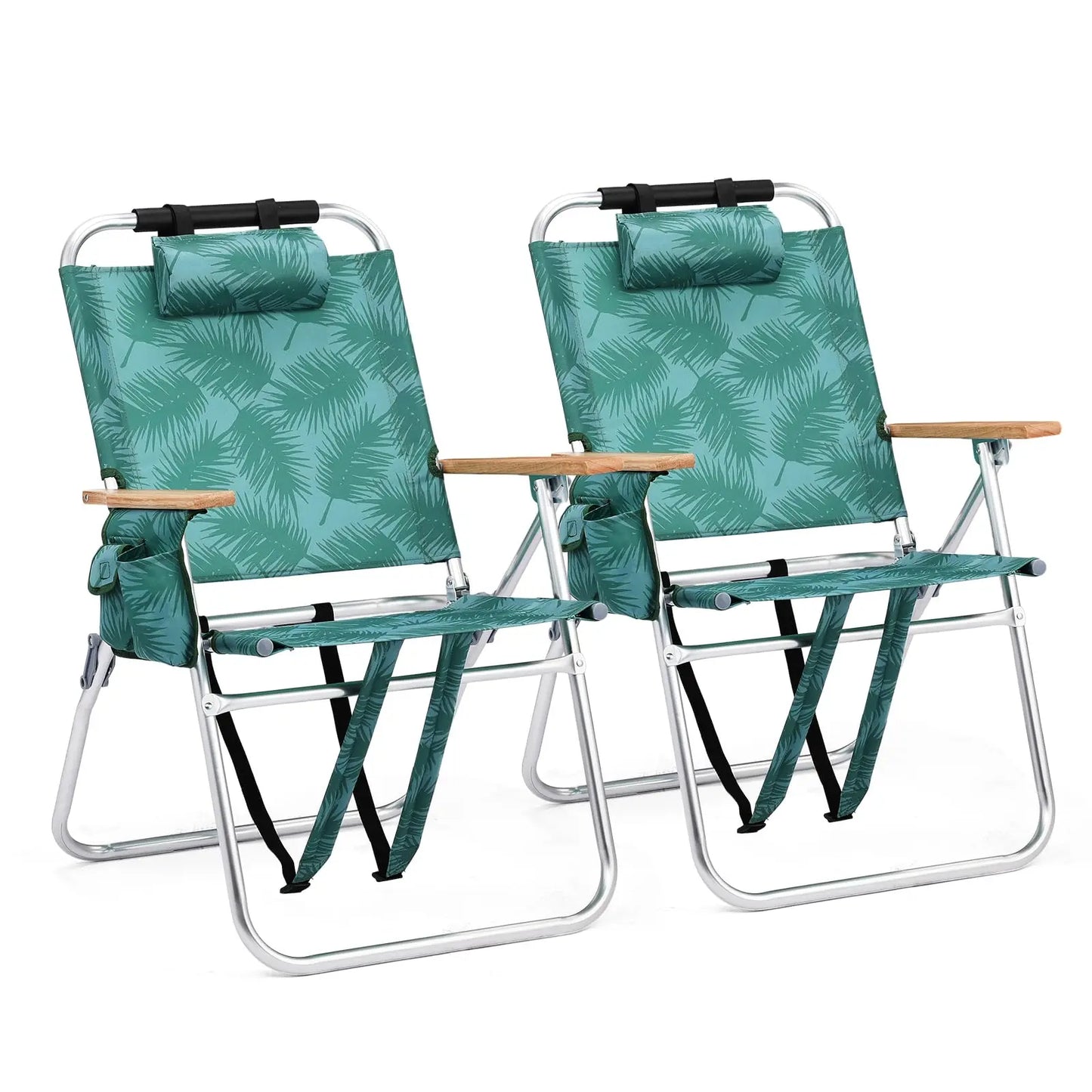 Lightweught 17" Backpack Beach Chair, Tall Beach Chairs for Adults, Portable with Adjustable Straps, 3-Position Customized