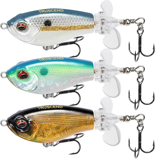 Top Water Fishing Lures with BKK Hooks, Easy Catch Plopper for Freshwater or Saltwater, Floating Lures for Bass Catfish Pike