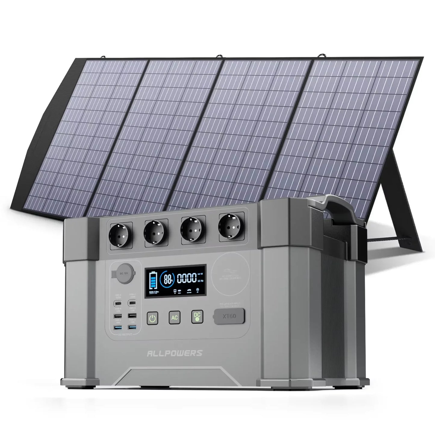ALLPOWERS S2000 Pro Solar Generator 1451Wh 2400W Portable Power Station & 140W / 200W / 400W Foldable Solar Panel for Camping RV