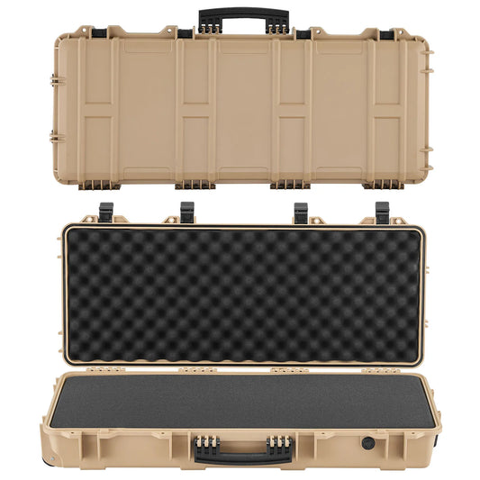 SucceBuy Hard Rifle Case Lockable Rifle Case with Pre-cut Foams Wheels IP67 Waterproof Pistol Storage Cases for Rifles Shotguns