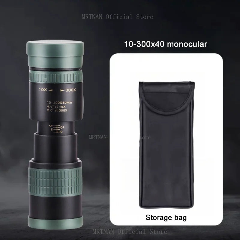 Metal 10-300x40 Zoom HD Telescope Portable Strong Binoculars Long Range Professional Monocular BAK4-Prisms For Hunting Camping