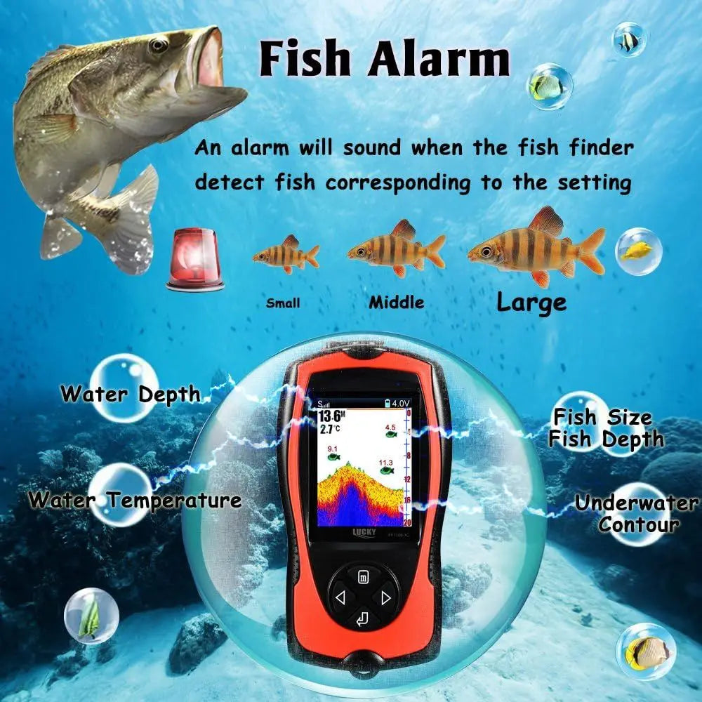 Portable Fish Finder Handheld Kayak Fish Finders Wired Fish Depth Finder Sonar Sensor Transducer for Boat Fishing Sea Fishing