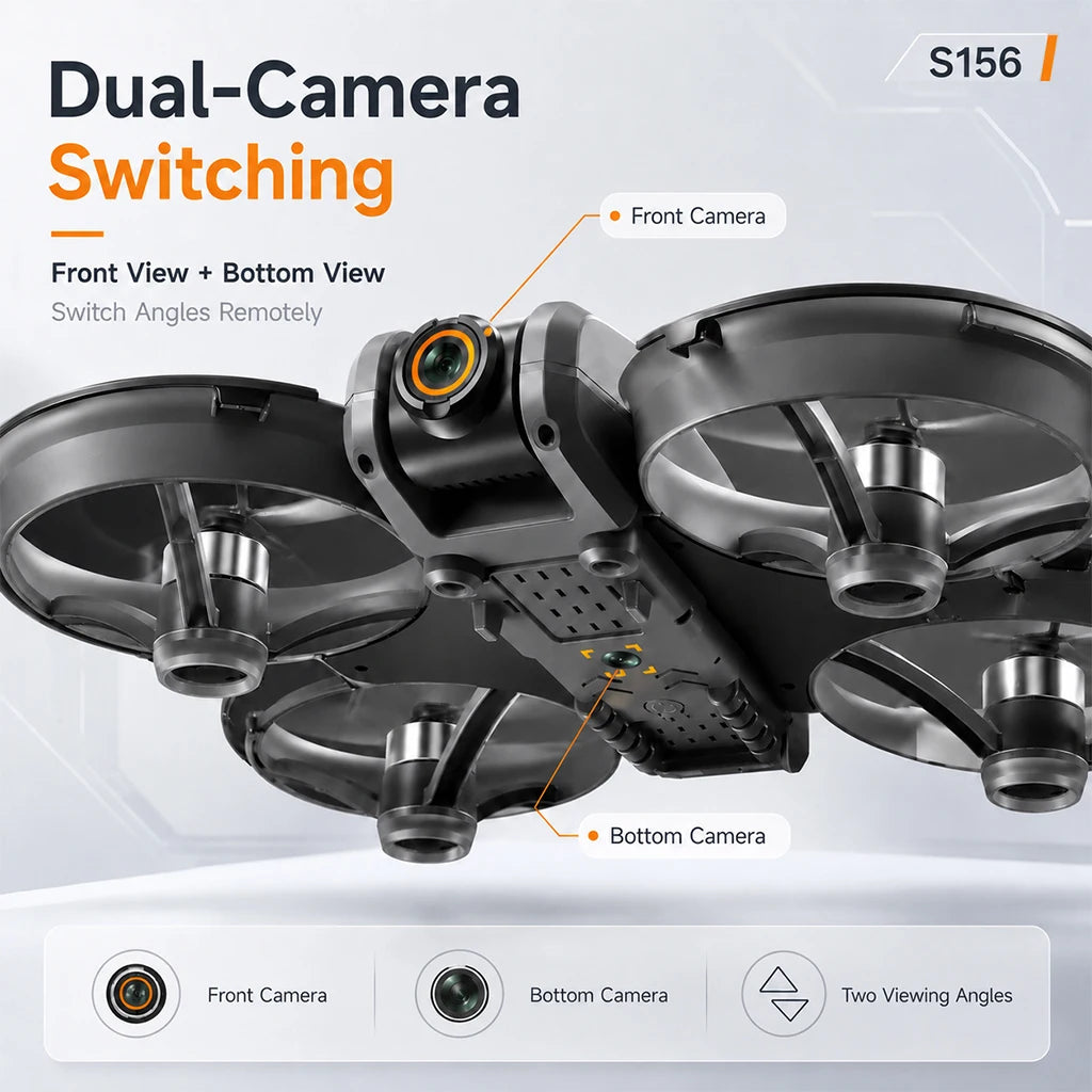 Drone Brushless Motor Wind Resistant RC Drone 12.5cm Large Screen Remote Control 360° Surround Protection Optical Flow Hover One Button Control Toy Drone