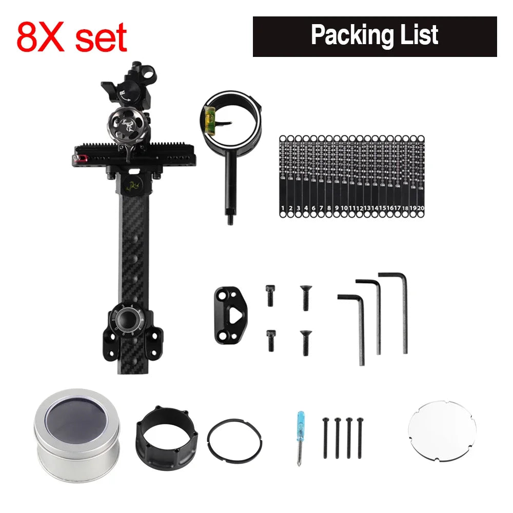 Aiming Tool Compound Bow Single Pin Sight 4/6/8x Lens Carbon Rod Adjustable Outdoor Hunting Shooting Target Bow Accessories