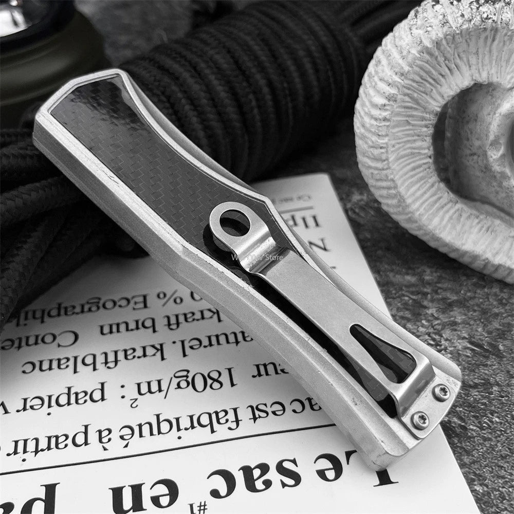 Portable Outdoor Folding Knife, 440C Blade Zinc Alloy Handle, with Pocket Clip Camping Hunting Hiking Travel  Practical Tool