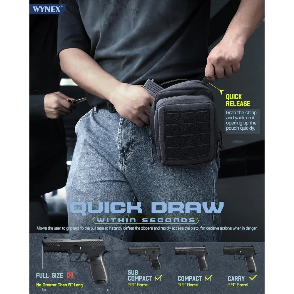 Molle Admin Pistol Pouch for Concealed Carry, Tactical EDC Belt Pouch Gun Bag Utility Tool EMT Organizer Medical CCW with Universal Pistol/Elastic Holster