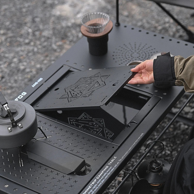 DIVEDEER Camping Picnic Table IGT Portable Outdoor Multi-Functional Detachable Folding Table Set with Grill Accessories