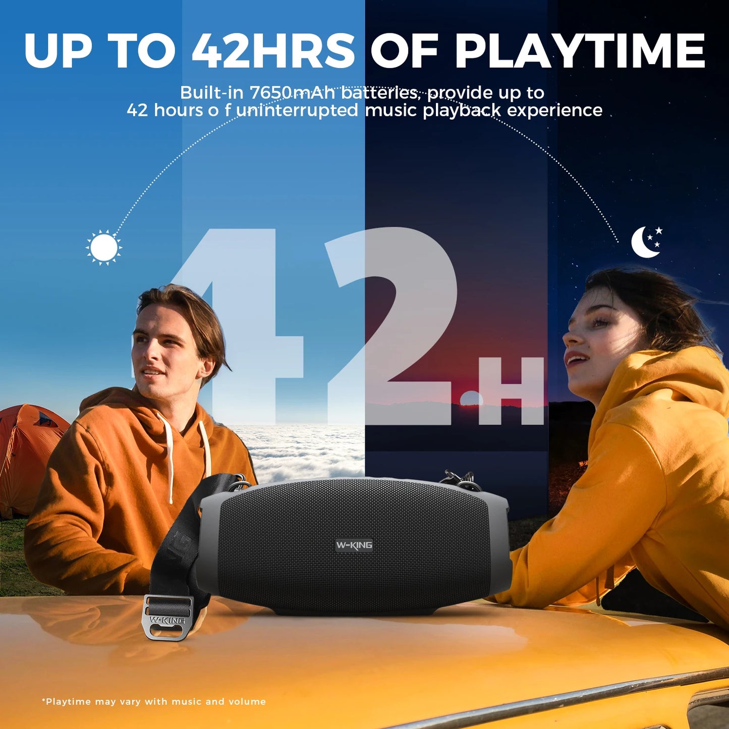 W-KING 70W Waterproof Portable Loud Bluetooth Speaker, Wireless Outdoor Boombox SubwooferTriple Passive Radiators-Deep Bass