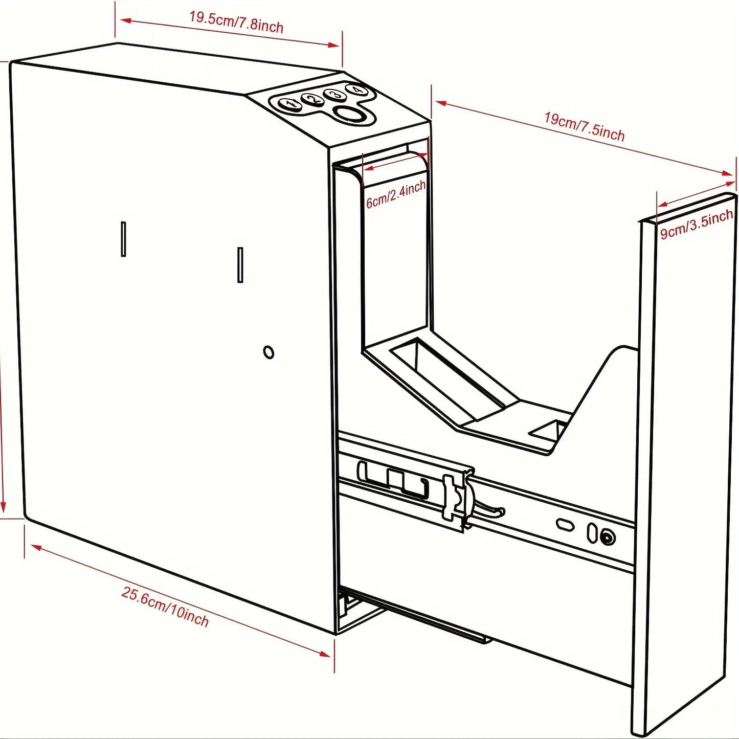 Biometric Slider Handgun Gun Safe for Nightstand, Desk, Bed Side,Truck - Auto Sliding Door Fingerprint Hand Gun Safe for Pistol