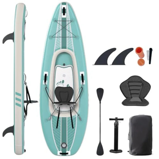 2-Person Inflatable Kayak with Drop-Stitch Floor Lightweight Portable Durable Solo Kayak for Fishing Touring and Recreational P