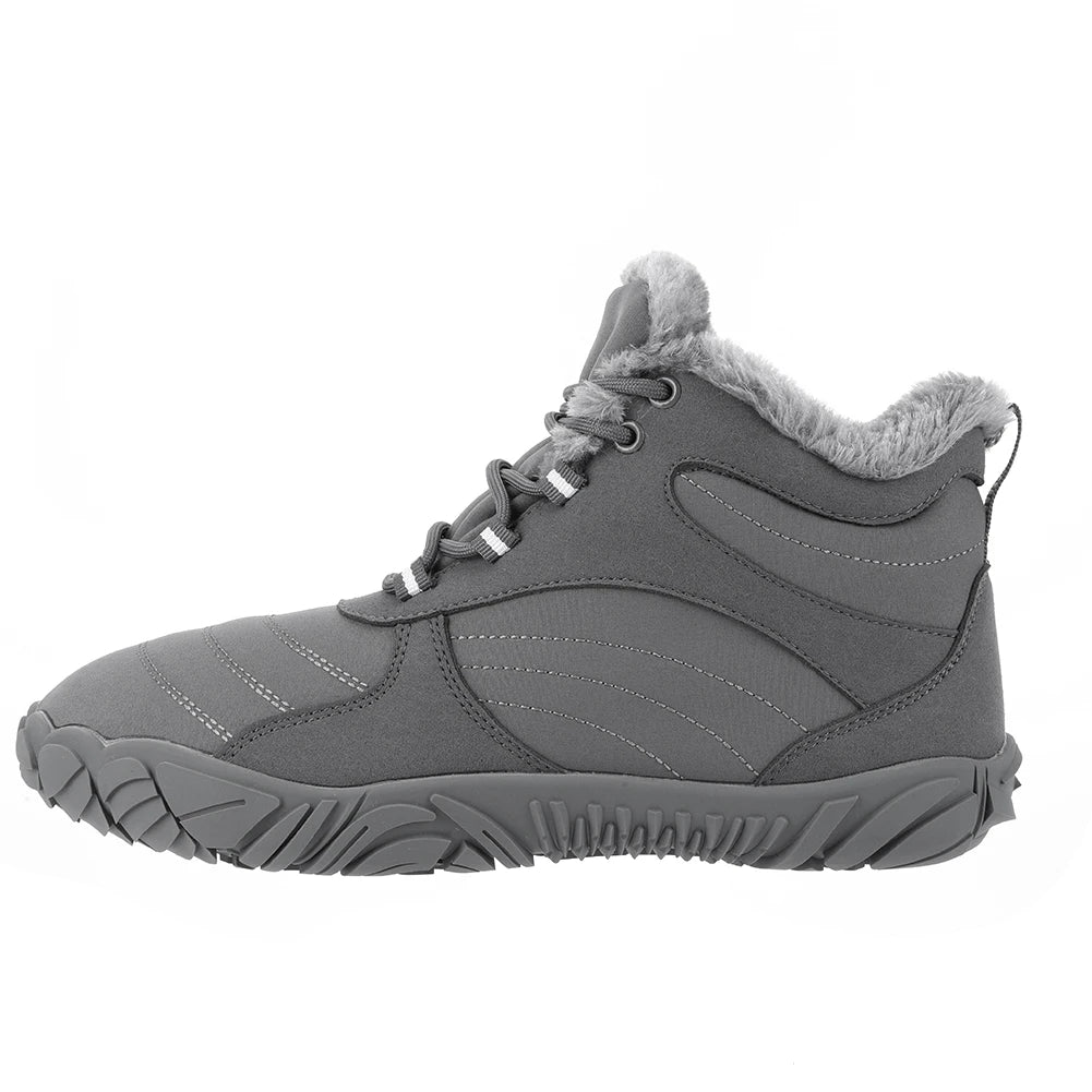 Warm Hike Shoes Non-Slip Waterproof Warm Fur Lined for Women Men (Grey 42)