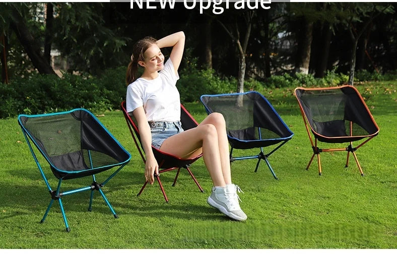 Portable outdoor folding chair, ultra-light camping chair, beach leisure lounge chair, outdoor fishing chair, hiking beach tools