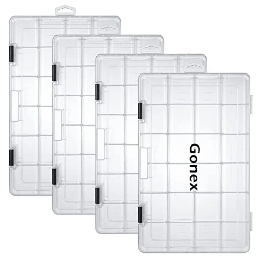 Fishing Tackle Boxes, 3600 3700 Tackle Trays with Adjustable Dividers, Clear Plastic Tackle Box Organizer Storage for Fishing L