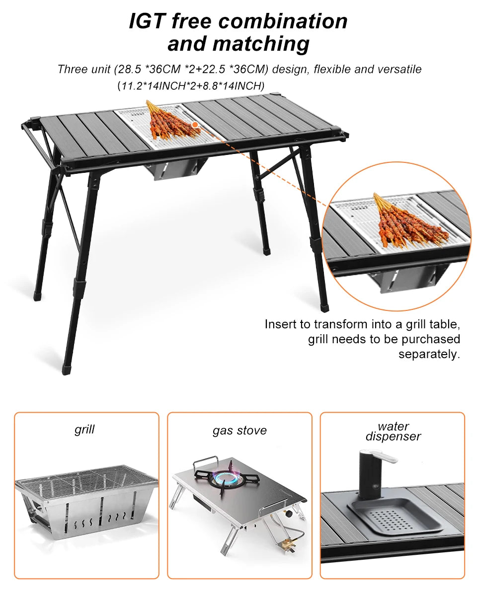 Dotwise Camping Table Foldable Portable IGT Outdoor Table Adjustable Height Aluminum Alloy For Outdoor Barbecue Picnic Fishing