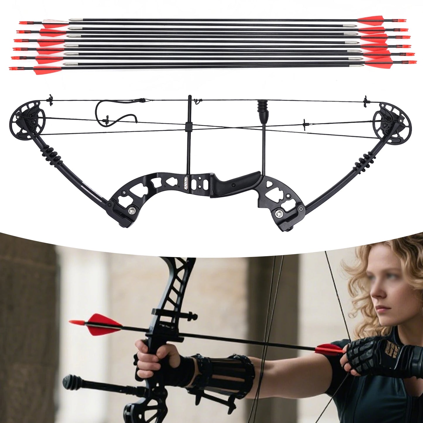 Hunting Bow Archery Arrows Set Right Hand Compound Bow Arrow Set, Draw Length 24"-29.5", Draw Weight 30-55 lbs,310 fps