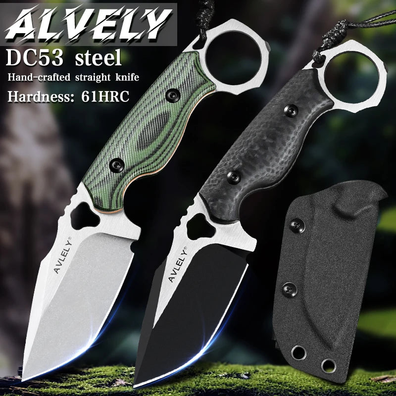 High-Quality DC53 Steel Fixed Blade Knife G10 Non-Slip Handle with K-Sheath for Hunting Camping Outdoor EDC Tool Straight Knife