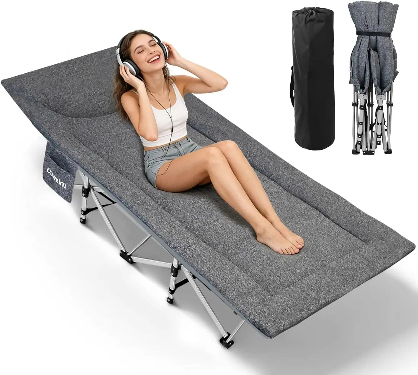 Heavy Duty Camping Cot for Adults, 450LBS Capacity, Compact Fold with Pillow & Carry Bag, No Assembly Needed