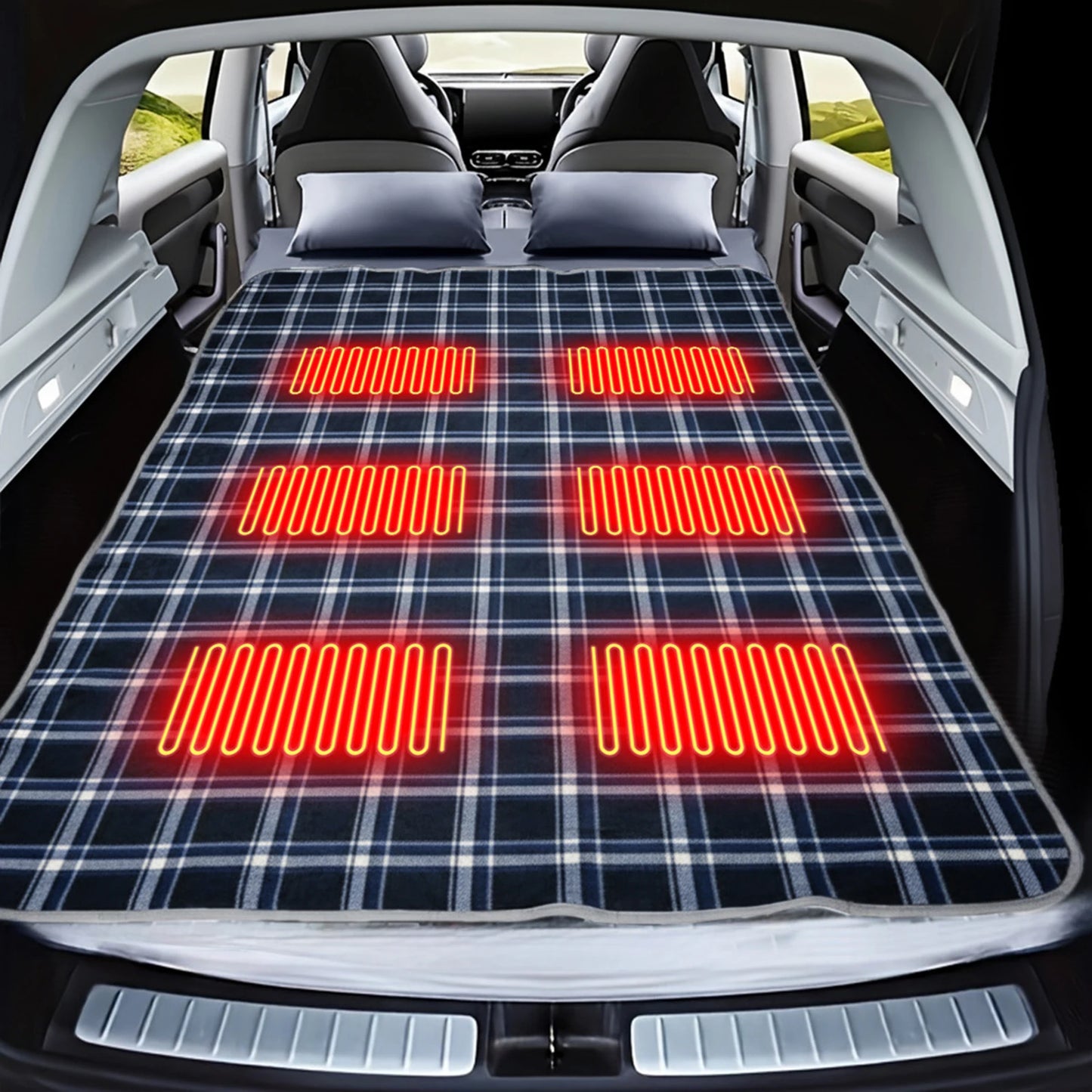 Camping USB Heating Sleeping Mat 3 Adjustable Temperature Outdoor Electric Heating Pads with 6 Heating Zones for Hiking Travel