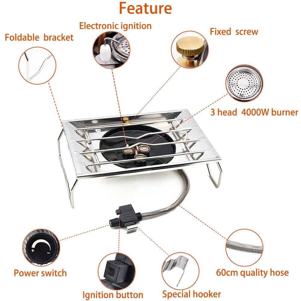 2026 New Camping Folding Removable IGT  Table Gas Stove  Portable lightweight Camp BBQ Grill Table Outdoor Picnic Fishing table